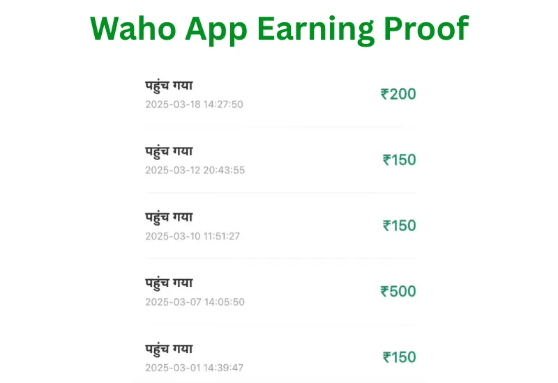Waho App Earning Proof